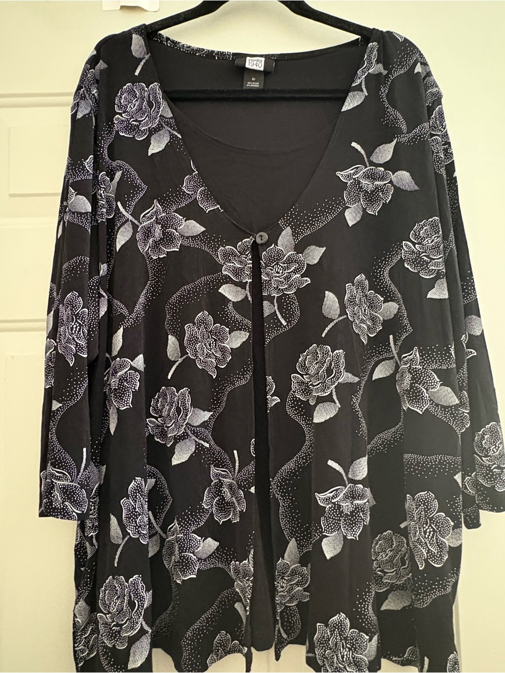Studio Black Floral Tunic Cardigan